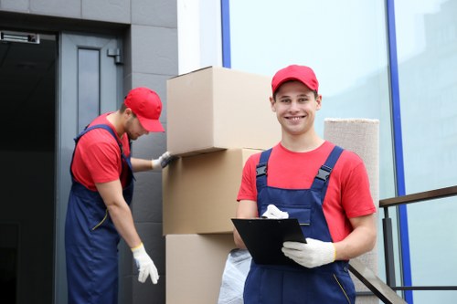 Staff member reviewing safety procedures in a storage facility