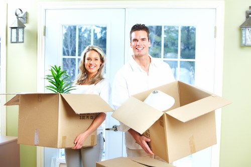 Packing materials and labelled boxes prepared for a Shepherdsbush relocation